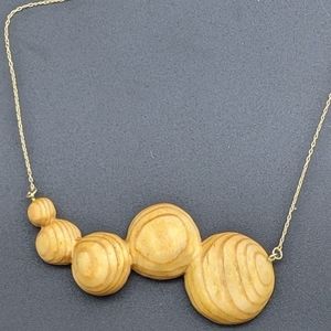 Wooden Necklace Bubbles Gold Wood jewelry geometric